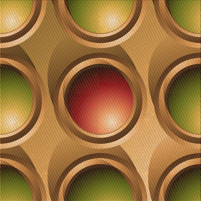 Round Patterned Saddle Brown Rug, pat1068org