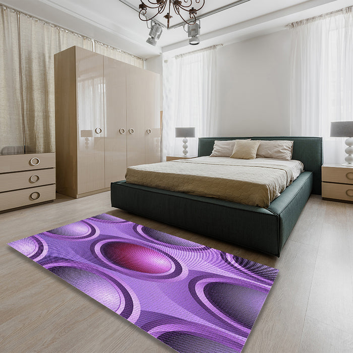Patterned Purple Rug in a Bedroom, pat1068pur