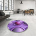 Round Patterned Purple Rug in a Office, pat1068pur