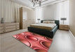 Patterned Red Rug in a Bedroom, pat1068rd