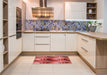 Patterned Red Rug in a Kitchen, pat1068rd