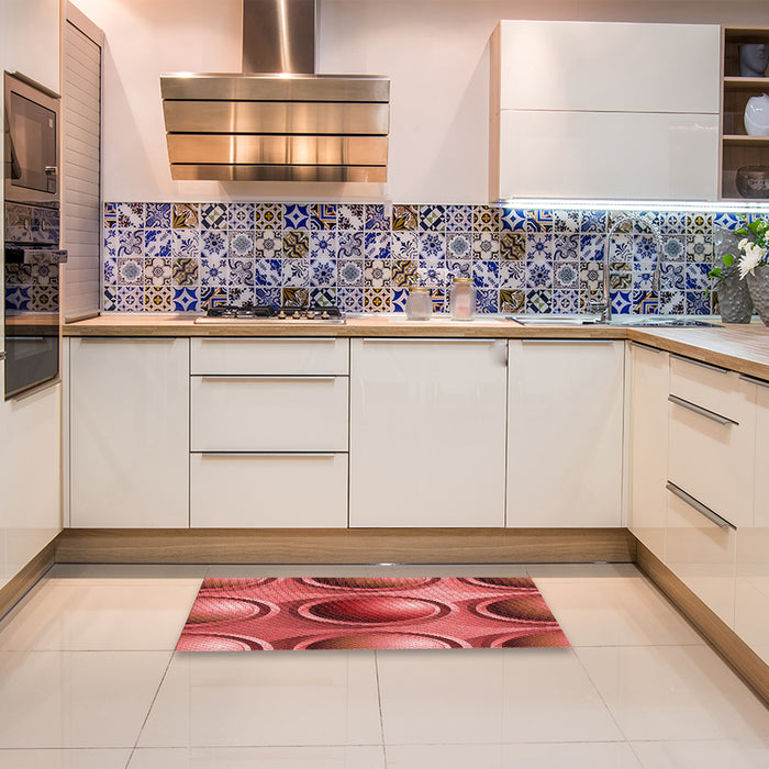 Patterned Red Rug in a Kitchen, pat1068rd