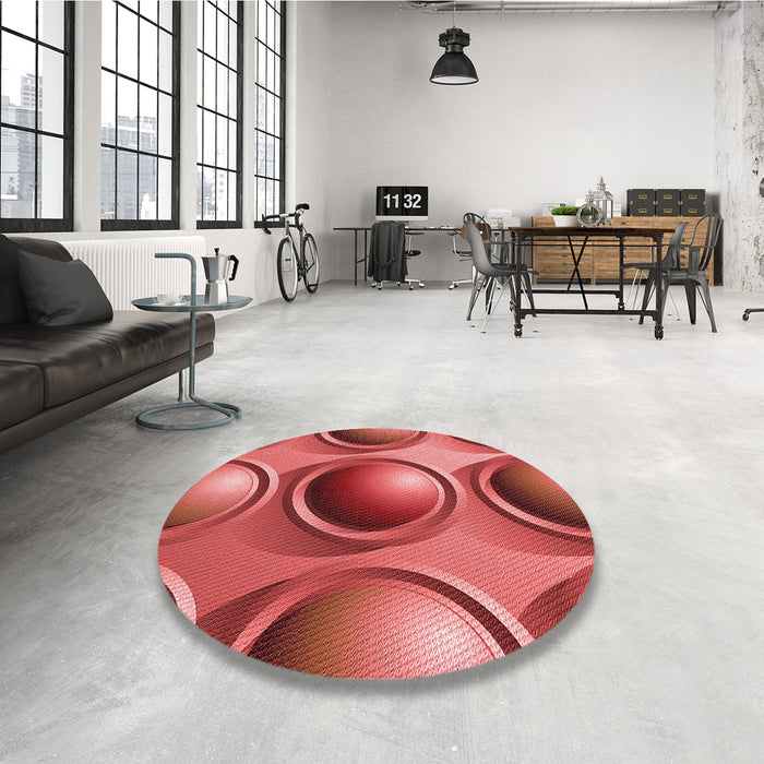 Round Patterned Red Rug in a Office, pat1068rd