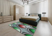 Patterned Black Novelty Rug in a Bedroom, pat1068