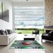 Square Patterned Black Novelty Rug in a Living Room, pat1068