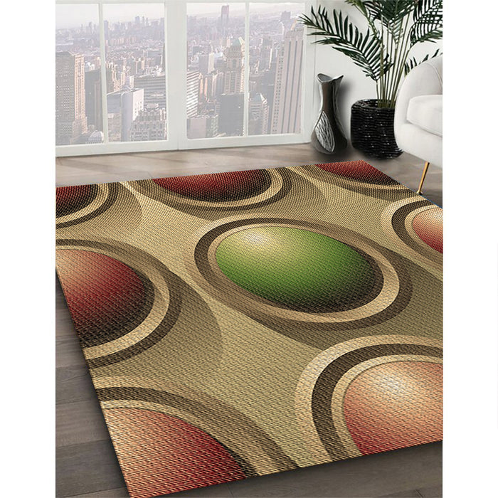 Patterned Caramel Brown Rug in Family Room, pat1069brn