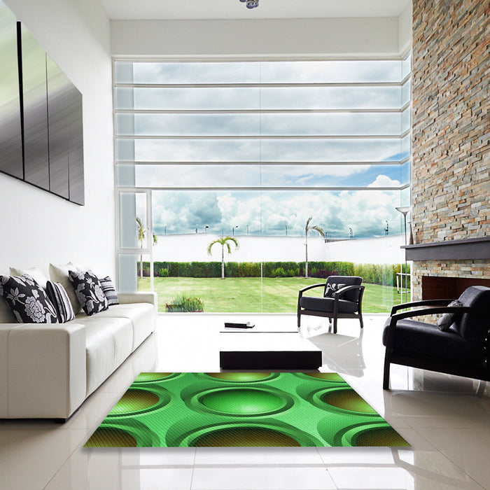 Machine Washable Transitional Neon Green Rug in a Kitchen, wshpat1069grn