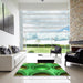 Square Patterned Neon Green Rug in a Living Room, pat1069grn