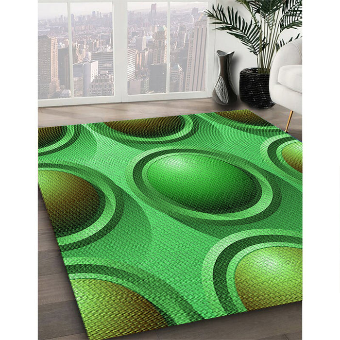 Machine Washable Transitional Neon Green Rug in a Family Room, wshpat1069grn