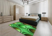 Patterned Neon Green Rug in a Bedroom, pat1069grn