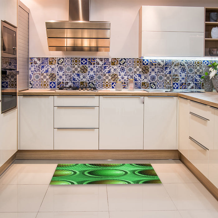 Patterned Neon Green Rug in a Kitchen, pat1069grn