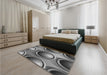 Patterned Black Rug in a Bedroom, pat1069gry