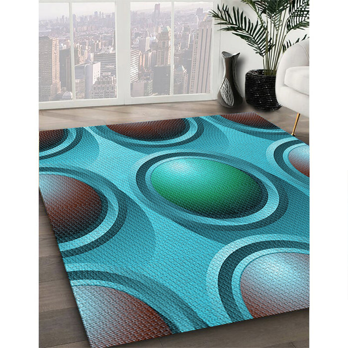 Patterned Blue Rug in Family Room, pat1069lblu