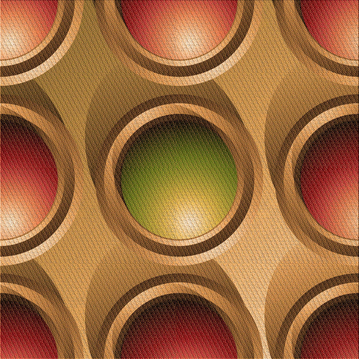 Round Patterned Orange Rug, pat1069org