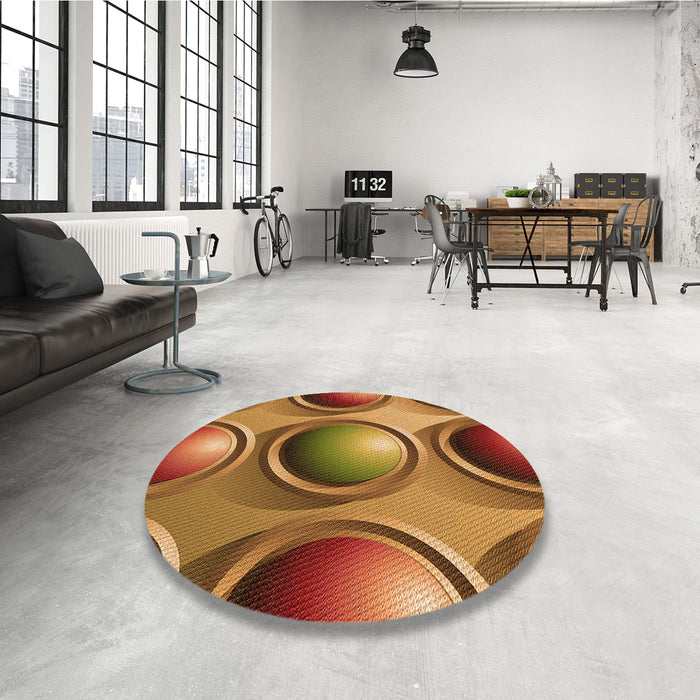 Round Patterned Orange Rug in a Office, pat1069org
