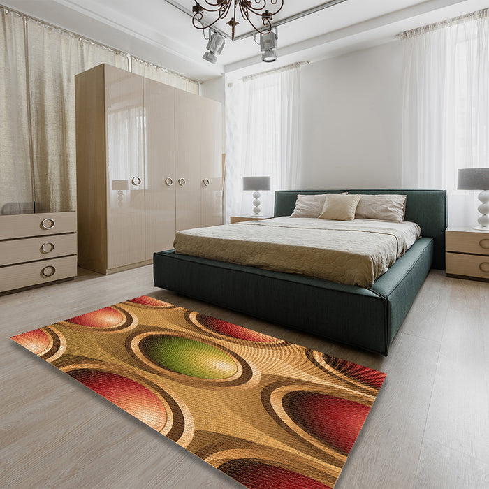 Patterned Orange Rug in a Bedroom, pat1069org
