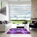 Square Patterned Dark Magenta Purple Rug in a Living Room, pat1069pur