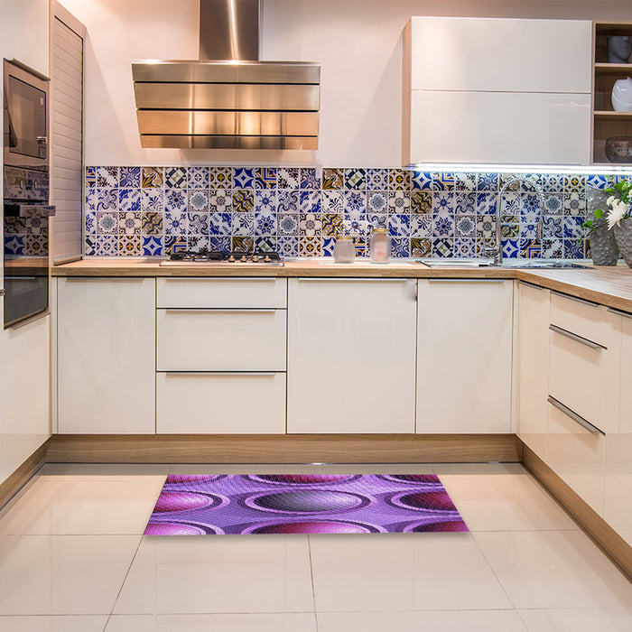 Patterned Dark Magenta Purple Rug in a Kitchen, pat1069pur
