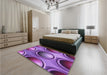 Patterned Dark Magenta Purple Rug in a Bedroom, pat1069pur
