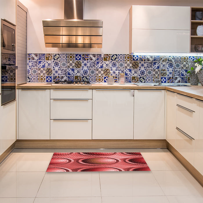 Patterned Red Rug in a Kitchen, pat1069rd