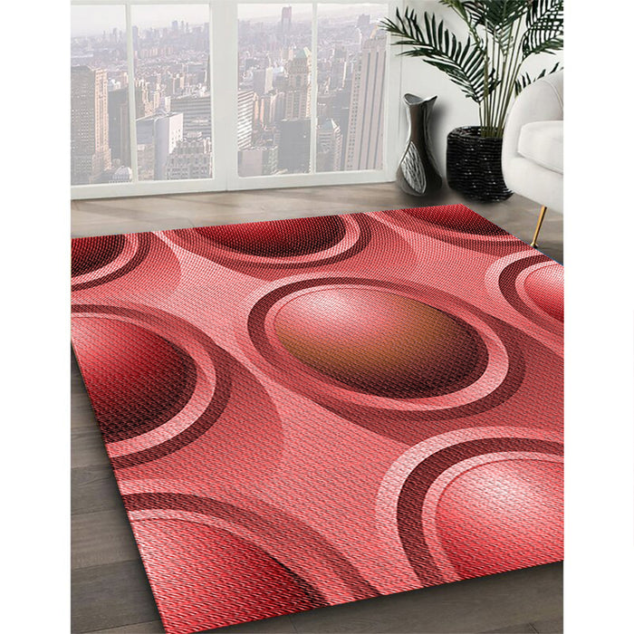 Patterned Red Rug in Family Room, pat1069rd