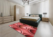 Patterned Red Rug in a Bedroom, pat1069rd
