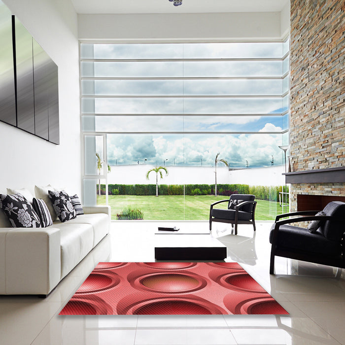 Machine Washable Transitional Red Rug in a Kitchen, wshpat1069rd