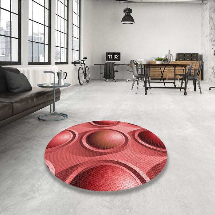 Round Patterned Red Rug in a Office, pat1069rd