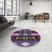 Round Patterned Dark Purple Novelty Rug in a Office, pat106