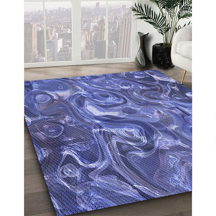 Machine Washable Transitional Sky Blue Rug in a Family Room, wshpat107blu