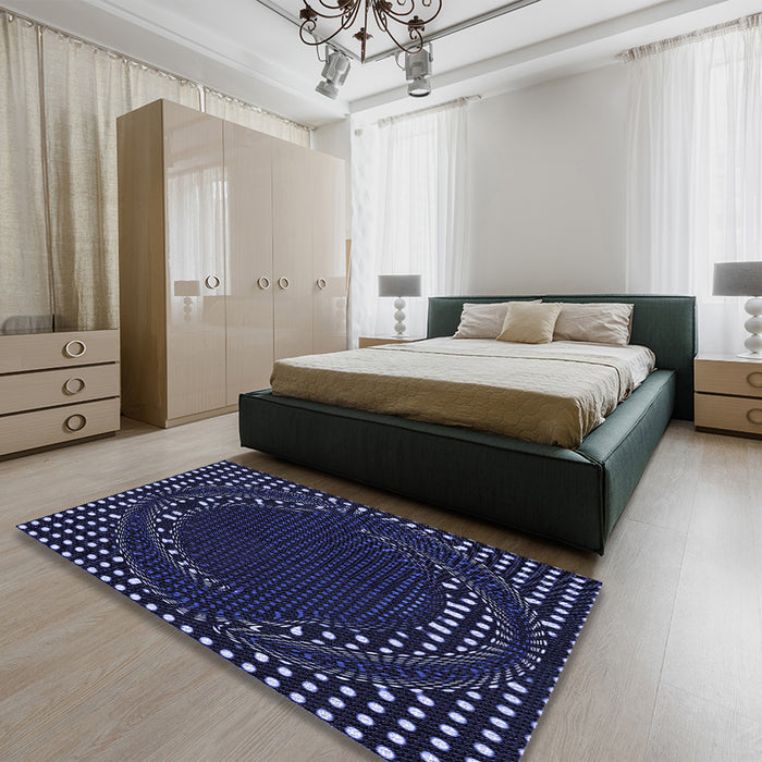 Patterned Deep Periwinkle Purple Rug in a Bedroom, pat1070blu