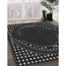 Patterned Black Rug in Family Room, pat1070gry