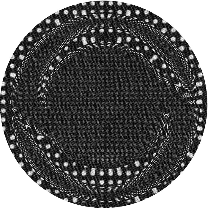 Square Patterned Black Rug, pat1070gry