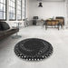 Round Patterned Black Rug in a Office, pat1070gry