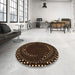 Round Patterned Sienna Brown Rug in a Office, pat1070org