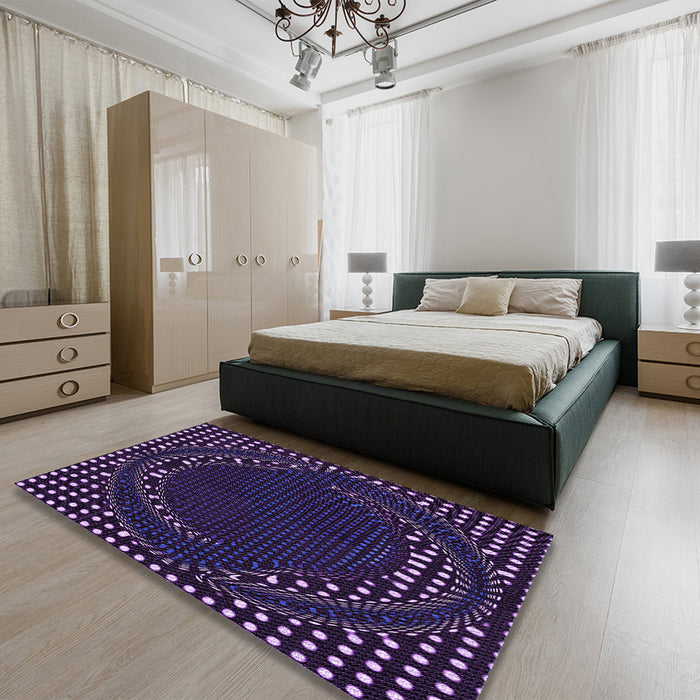 Patterned Purple Violet Purple Rug in a Bedroom, pat1070pur