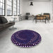 Round Patterned Purple Violet Purple Rug in a Office, pat1070pur