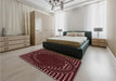 Patterned Chocolate Brown Rug in a Bedroom, pat1070rd