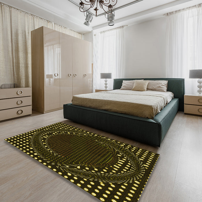 Patterned Oak Brown Rug in a Bedroom, pat1070yw