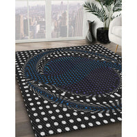 Patterned Mist Blue Novelty Rug, pat1070