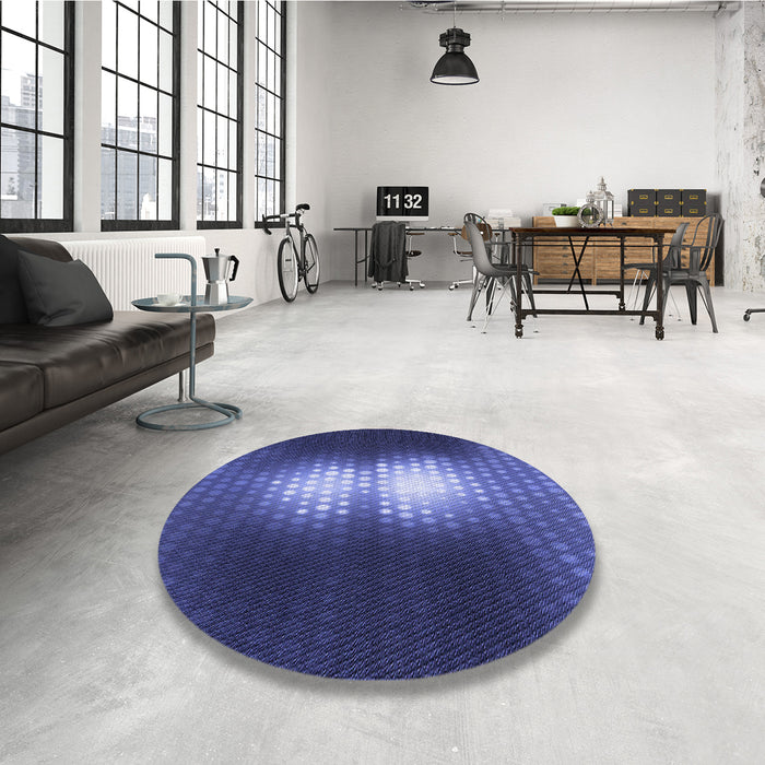 Round Patterned Light Slate Blue Rug in a Office, pat1071blu