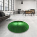 Round Patterned Deep Emerald Green Rug in a Office, pat1071grn