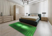 Patterned Deep Emerald Green Rug in a Bedroom, pat1071grn