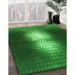 Patterned Deep Emerald Green Rug in Family Room, pat1071grn