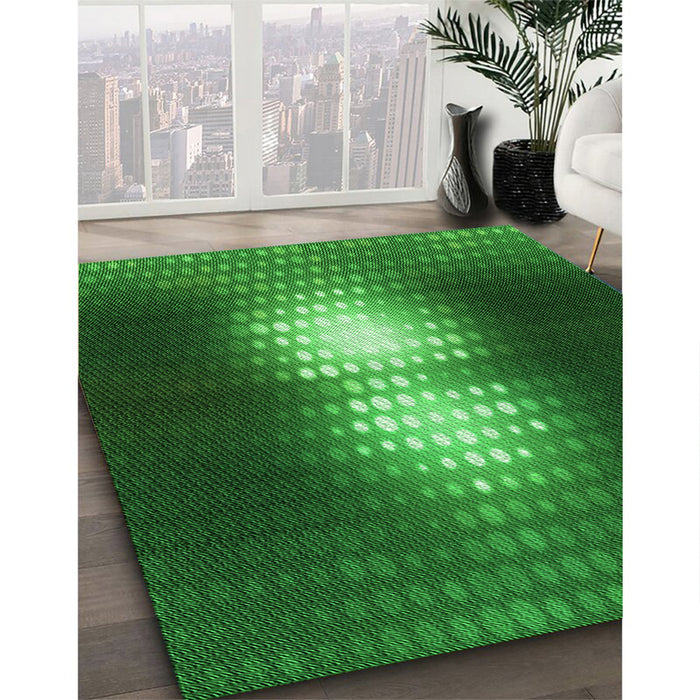 Machine Washable Transitional Deep Emerald Green Rug in a Family Room, wshpat1071grn