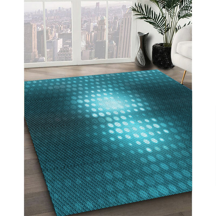 Machine Washable Transitional Dark Turquoise Green Rug in a Family Room, wshpat1071lblu