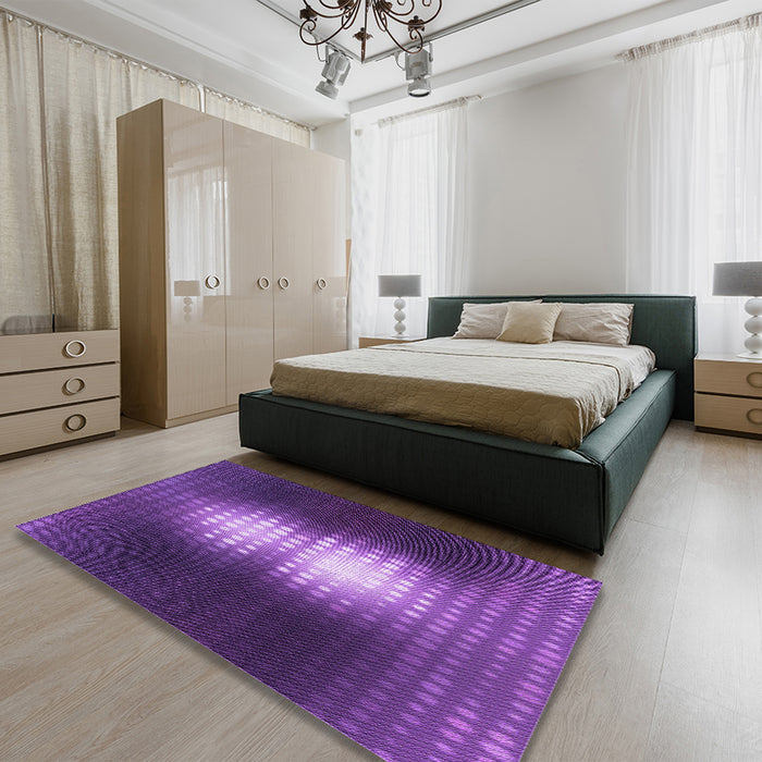 Patterned Bright Purple Rug in a Bedroom, pat1071pur