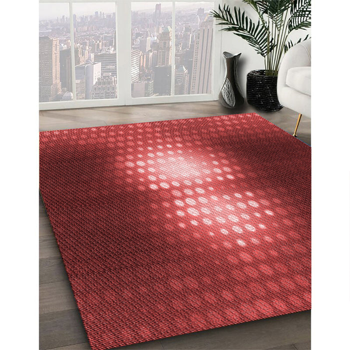 Machine Washable Transitional Red Rug in a Family Room, wshpat1071rd