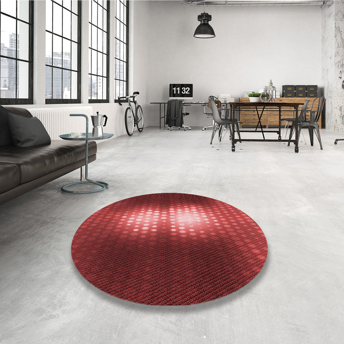 Round Patterned Red Rug in a Office, pat1071rd