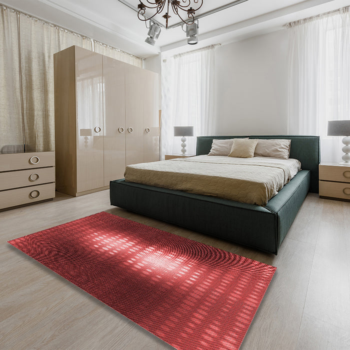 Patterned Red Rug in a Bedroom, pat1071rd